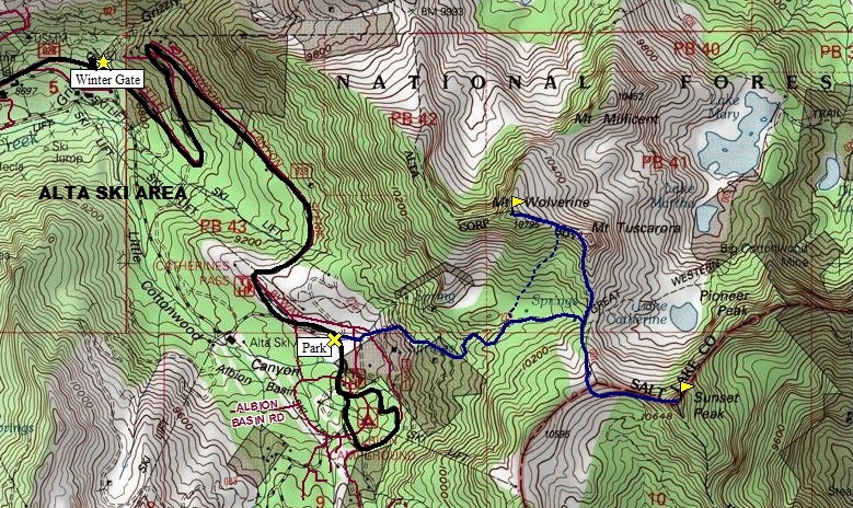 Wolverine Sunset Peak Map