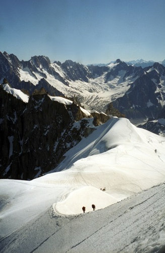 Climbers at Aiguile du Midi 