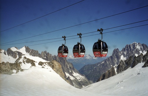 Trams arriving at Helbronner Station