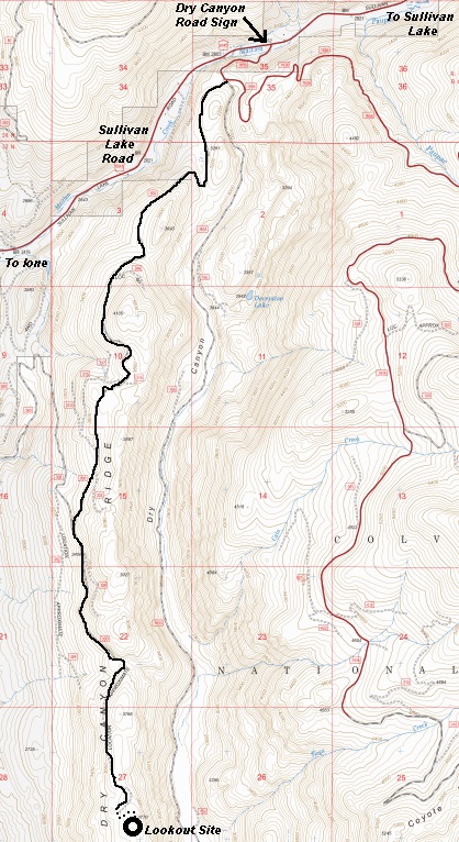 Dry Canyon Lookout map