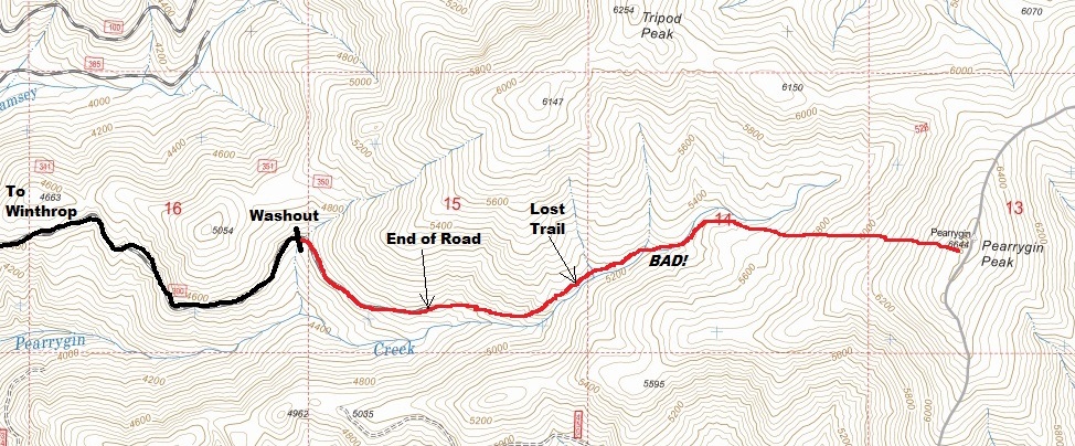 Pearrygin Peak map
