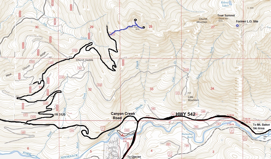 West Church Mountain map