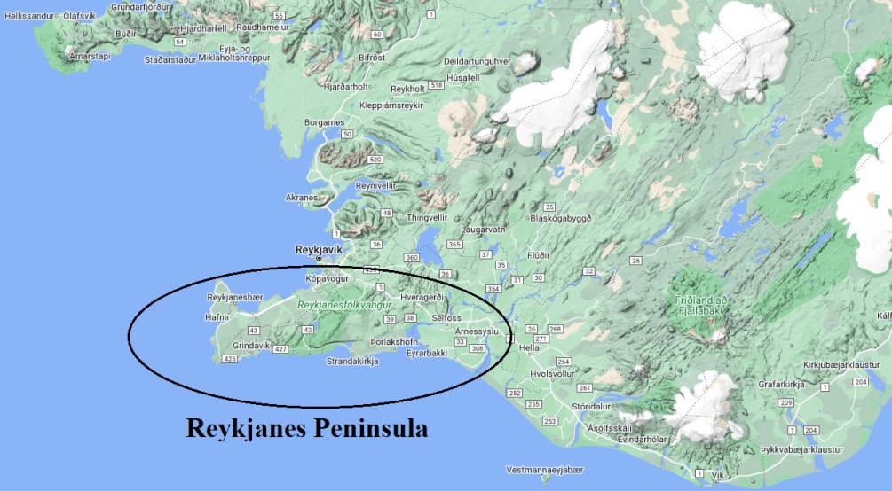 Reykjanes Peninsula map