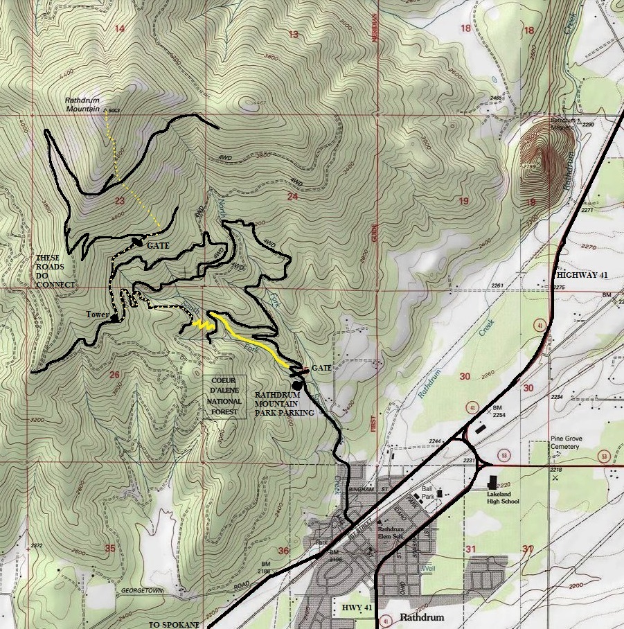 Rathdrum  mountain map