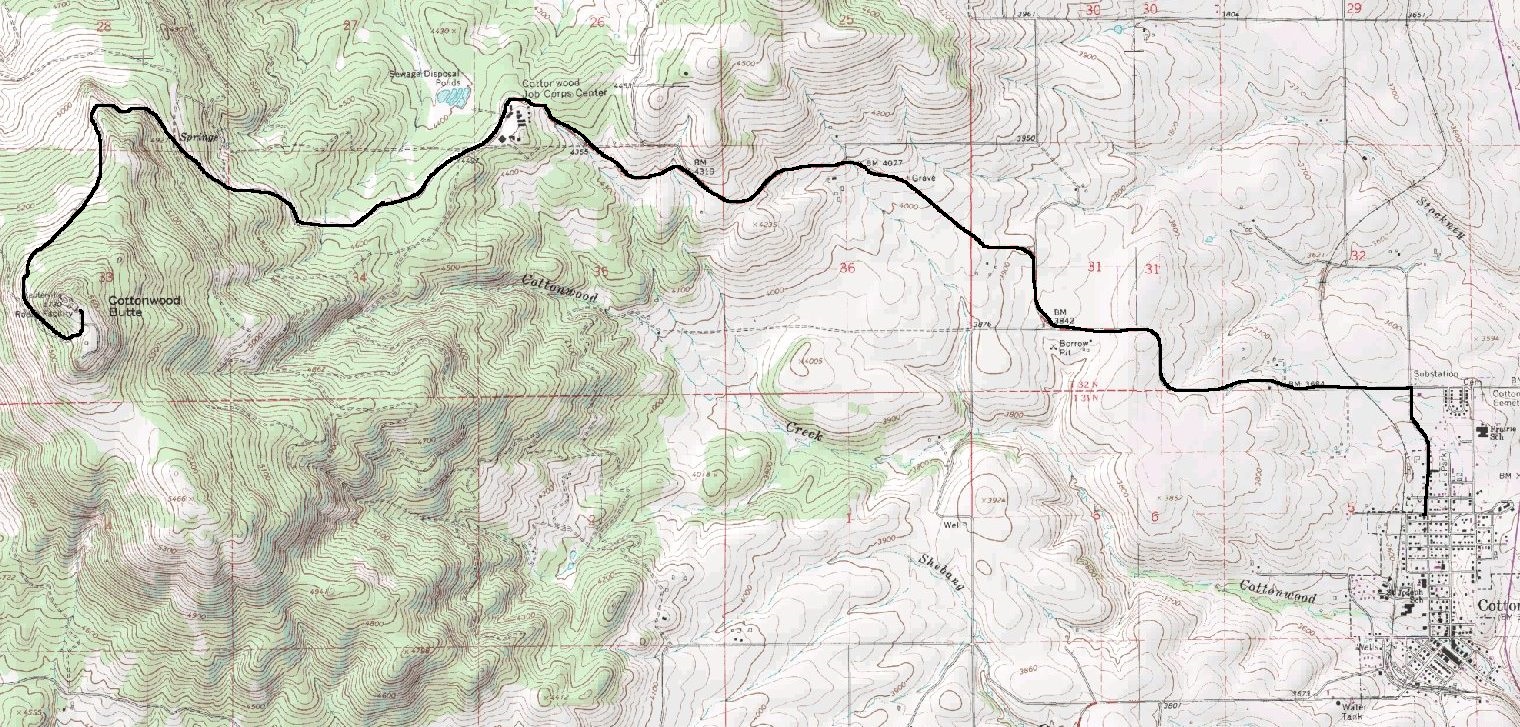 Cottonwood Butte map