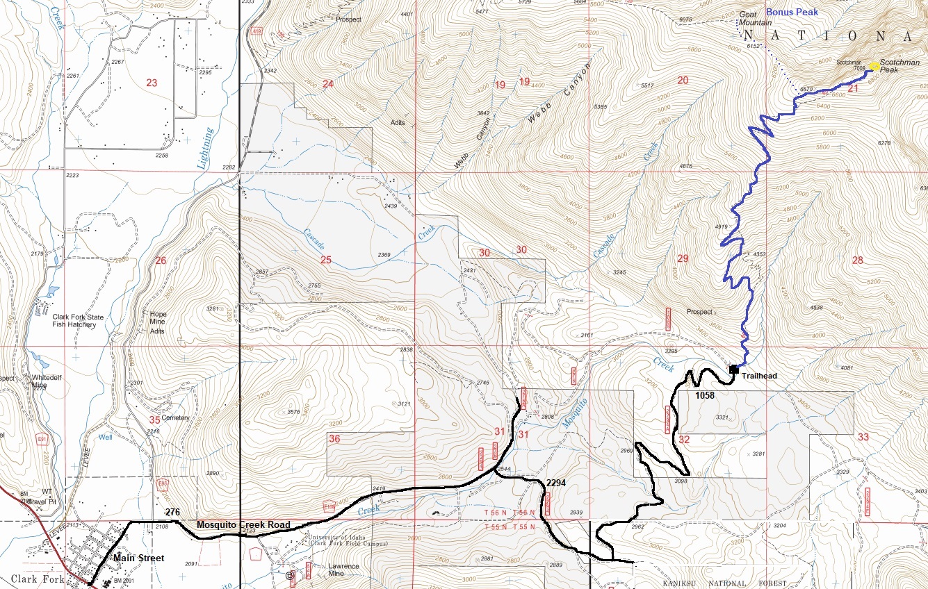 Scotchman Peak map