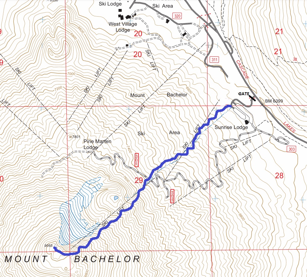 mount bachelor map