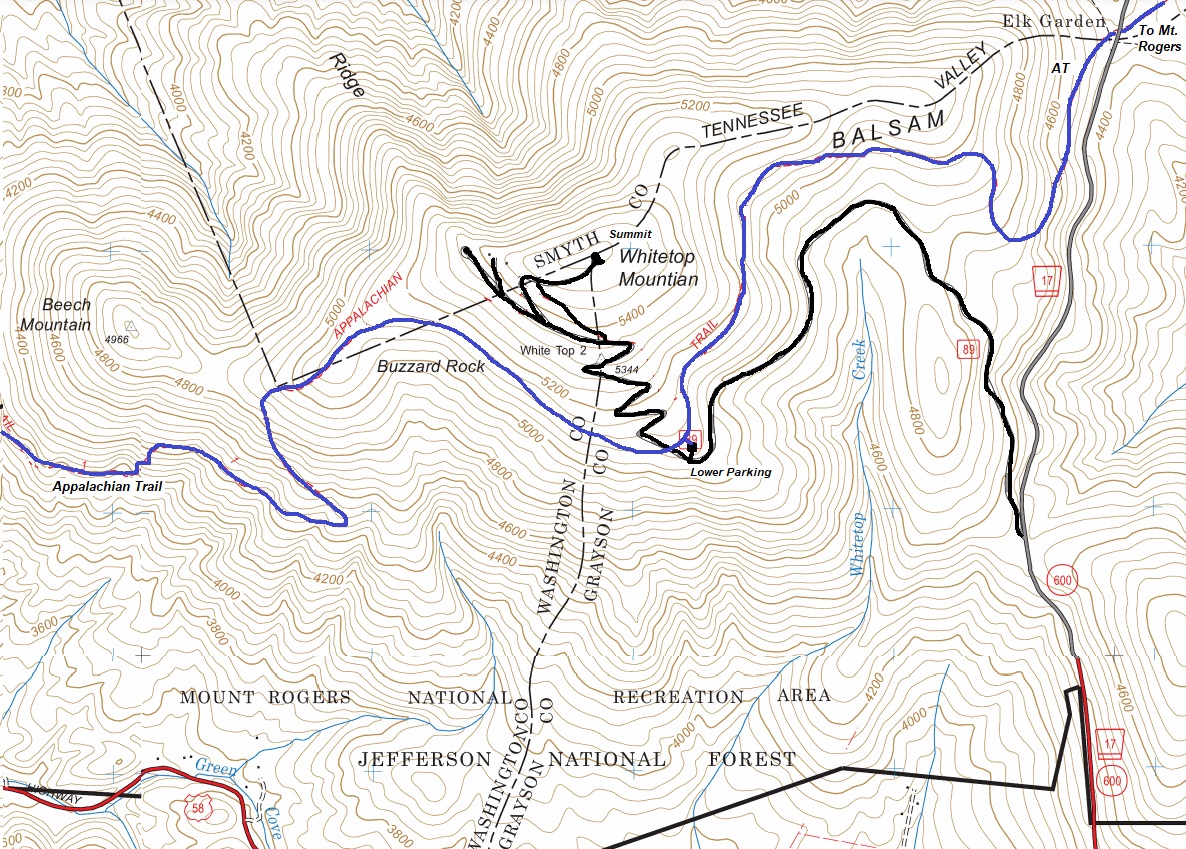 Whitetop Mountain map