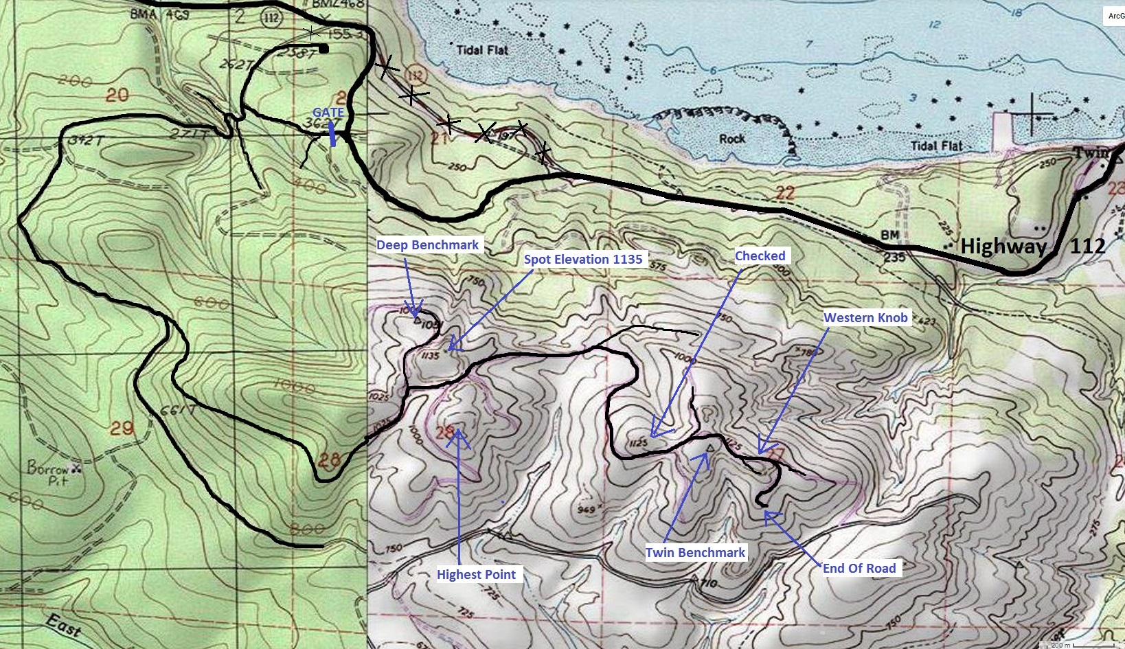 twin lookout map