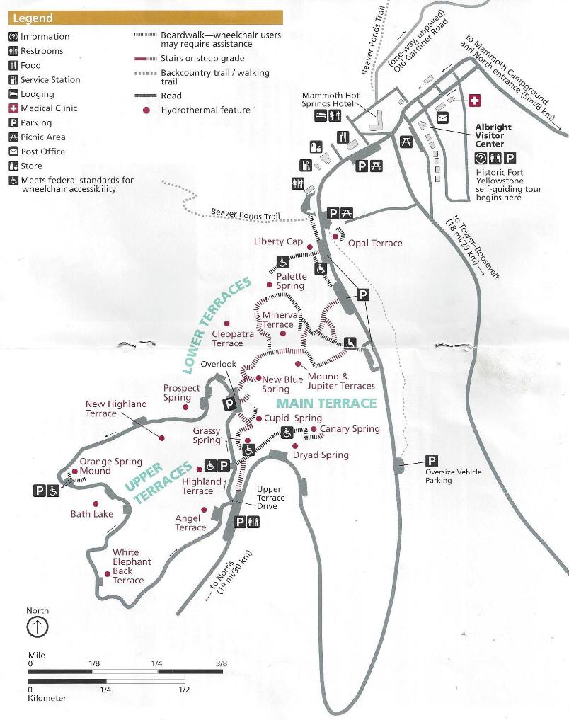 mammoth hot springs map