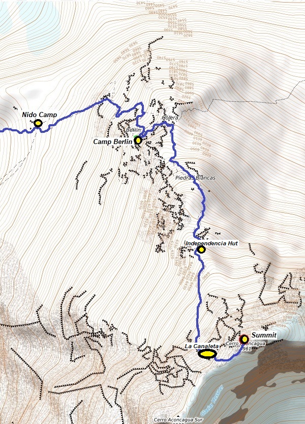 aconcagua climbing map