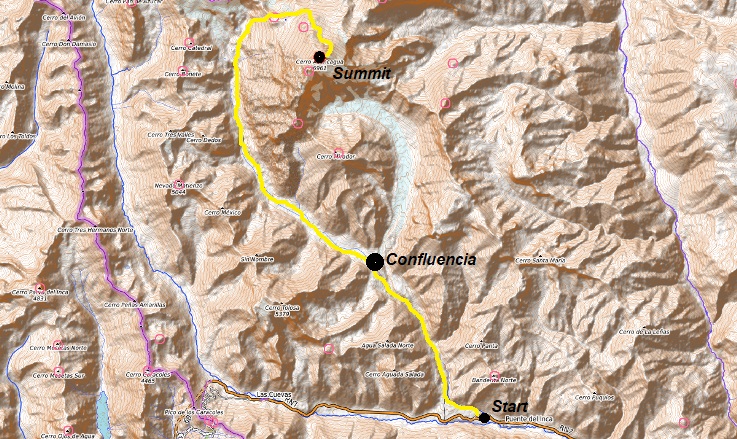 confluencia topo map