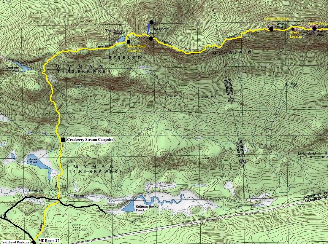 Bigelow Mountain map