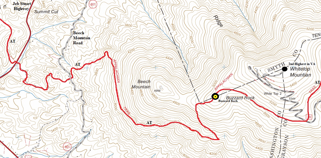 buzzard rock topo map