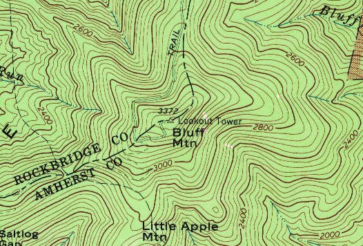 Bluff Mountain map