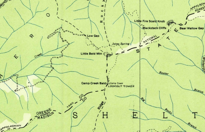 Camp Creek Bald map
