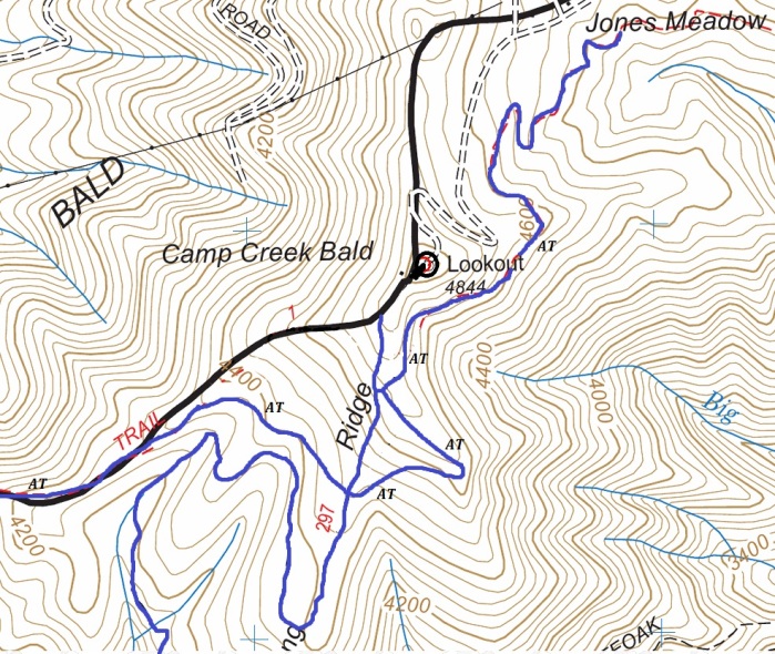 Camp Creek Bald map