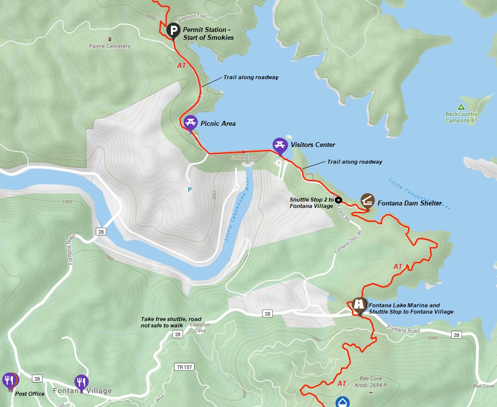 fontana dam map