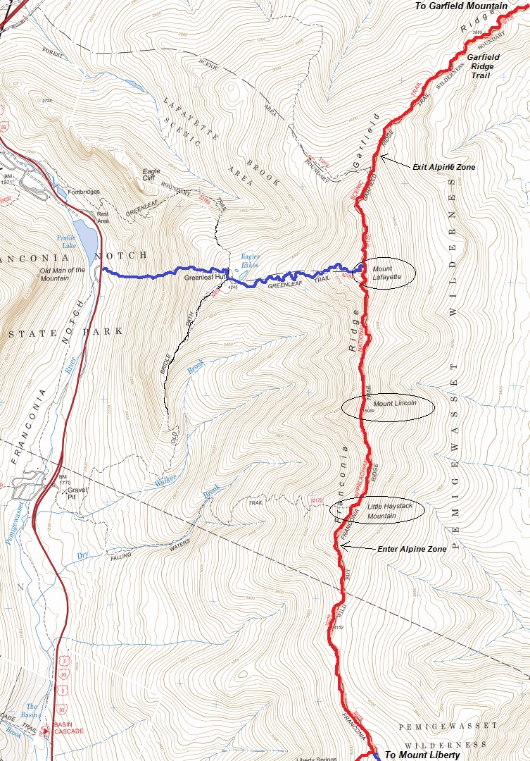 franconia ridge map