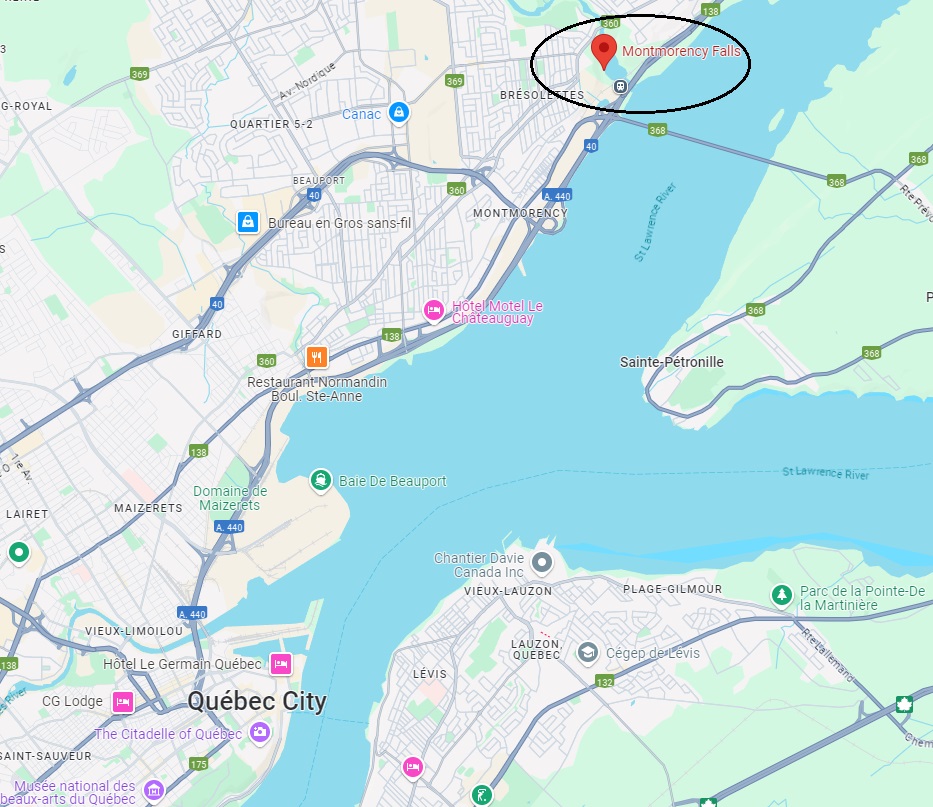 Montmorency Falls map