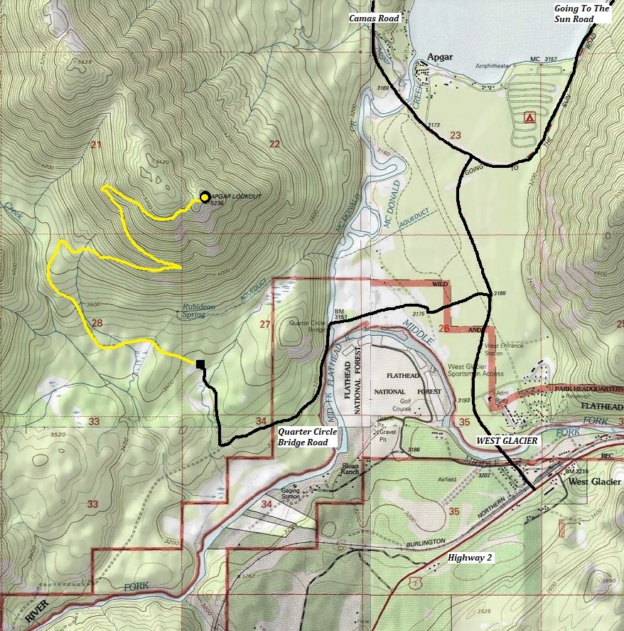 Apgar Mountain map