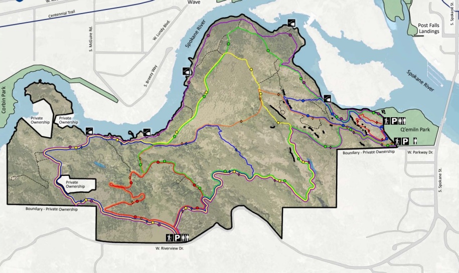 post falls community forest map