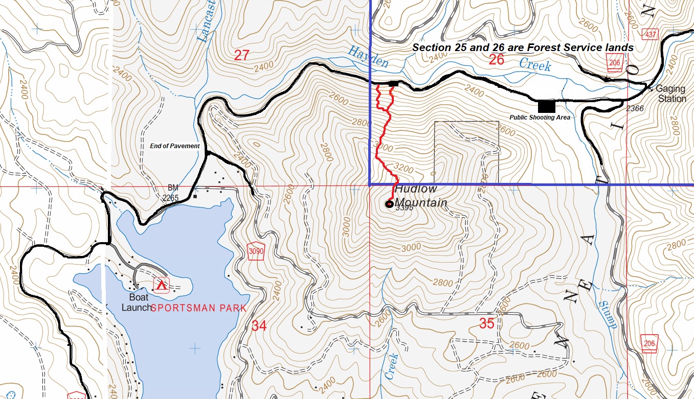 Hudlow Mountain map