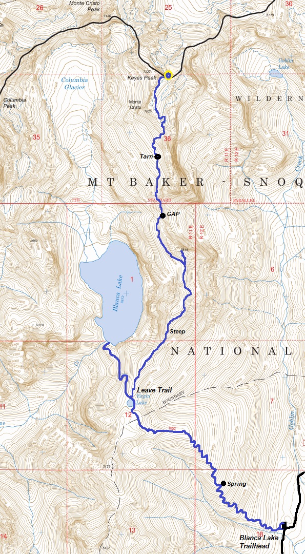 Kyes Peak map