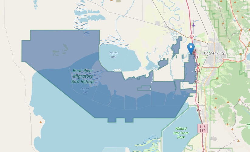 Bear River Migratory Bird Refuge map